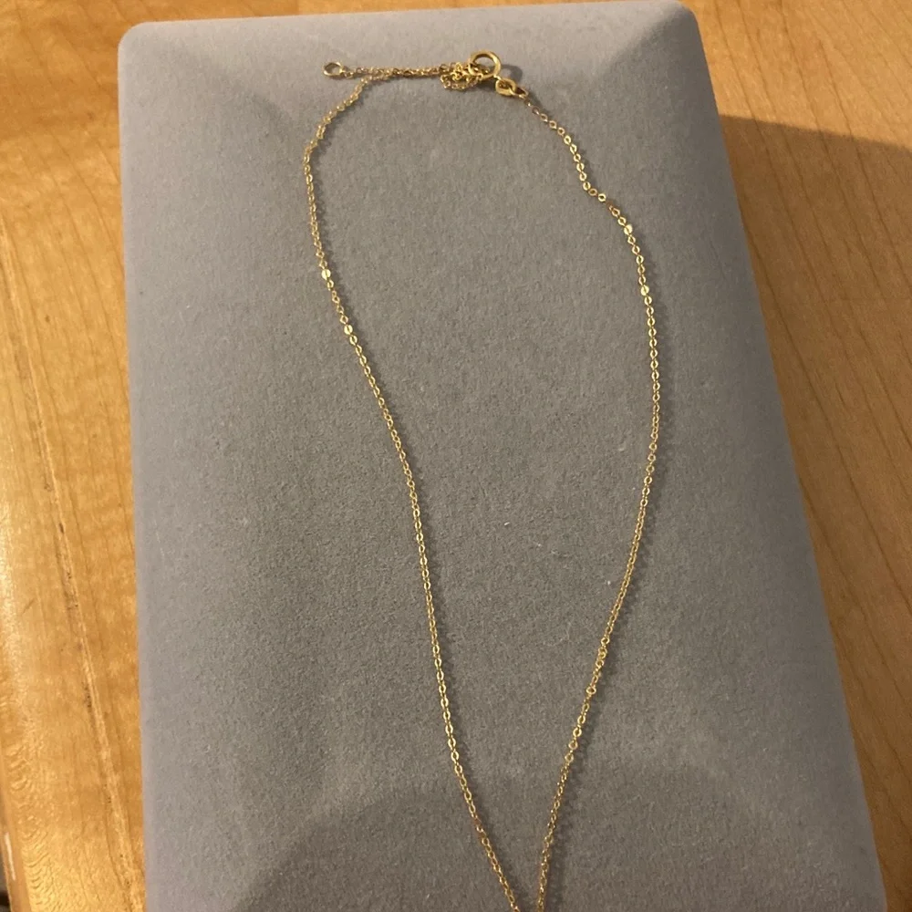 14k solid yellow gold Y necklace 18” -20” adjustable - Picture 7 of 10